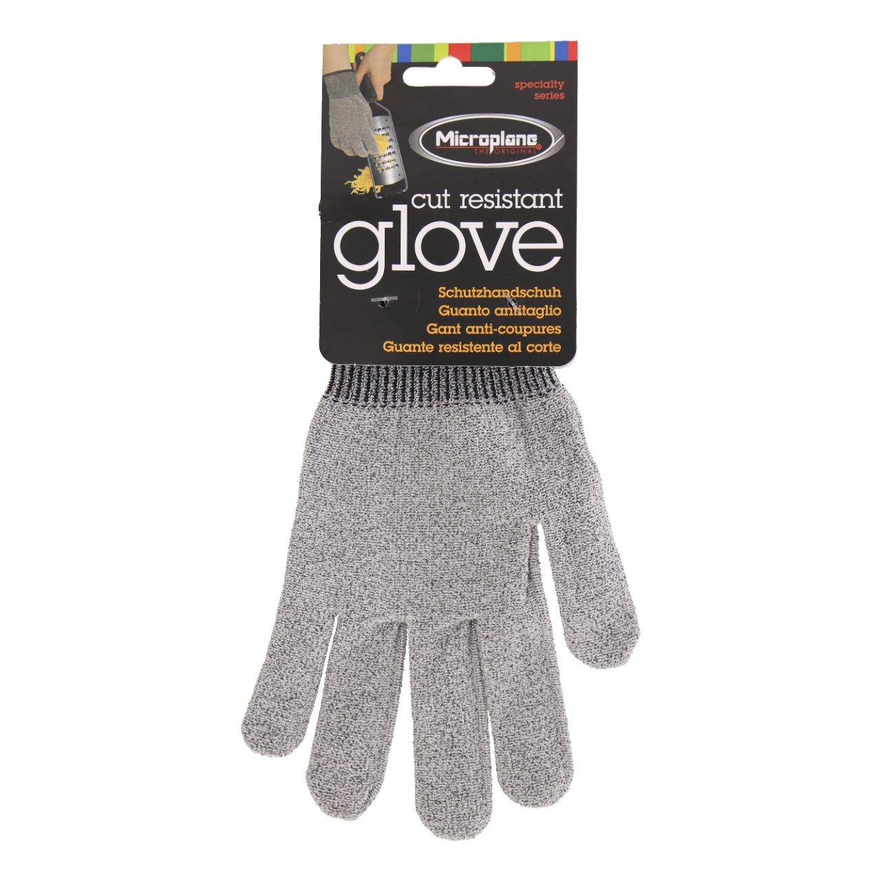 Snijbestendige handschoen 22 cm grijs te gebruiken tijdens het raspen en snijden