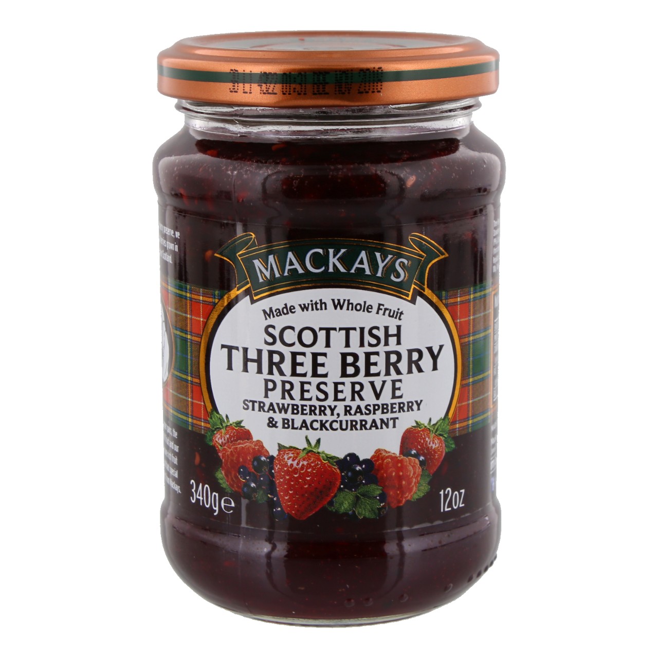 Scottish three berry preserve strawberry, raspberry  blackcurrant