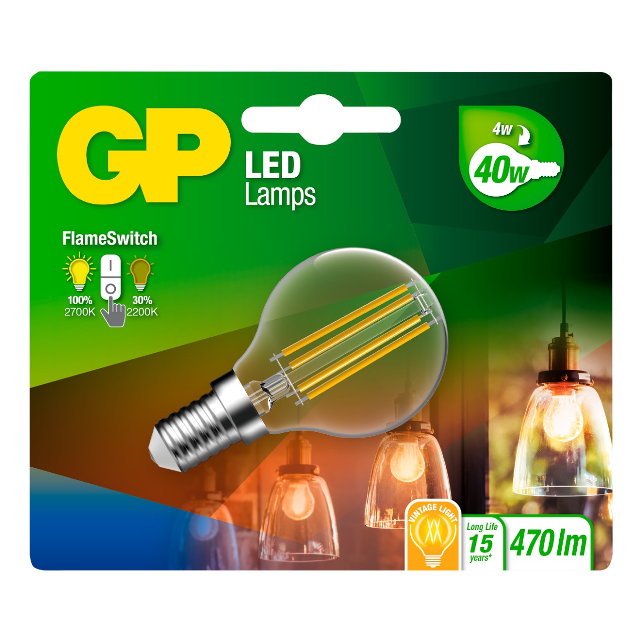 LED-lamp mini globe filament A45 E14