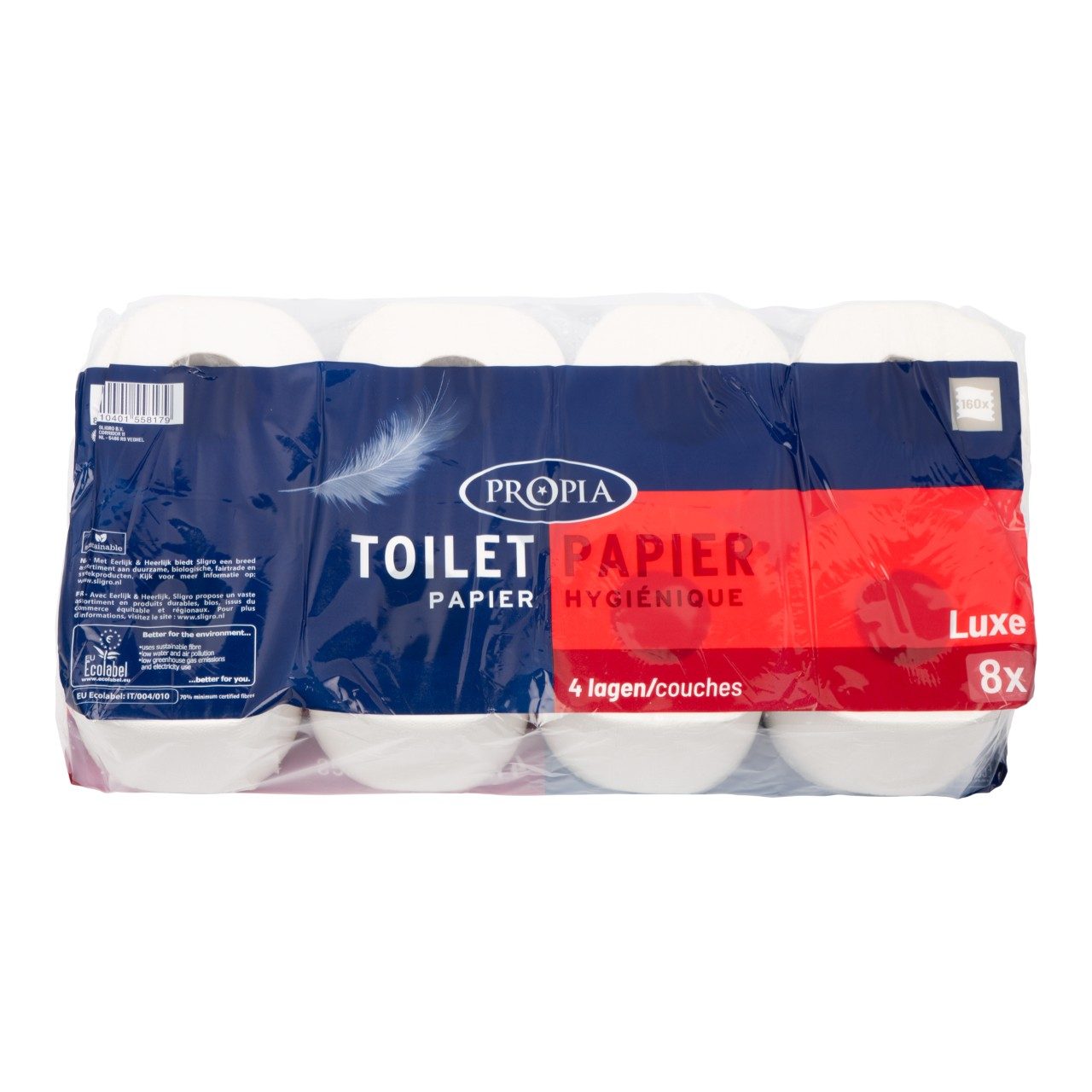 Mantsjoerije Afleiding Figuur Propia Toiletpapier cellulose 9 pakken x 8 rollen | Sligro.nl