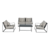 Lounge set Castricum staal/ textileen zwart set van 4 incl kussens