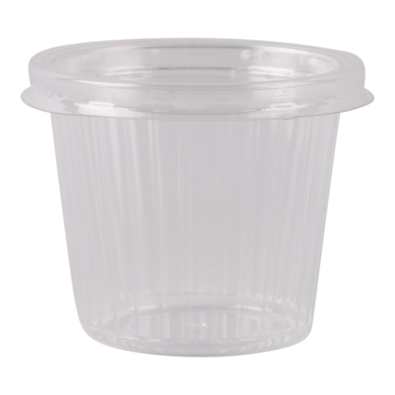 Cup met ribbel plus deksel, glashelder 125 ml