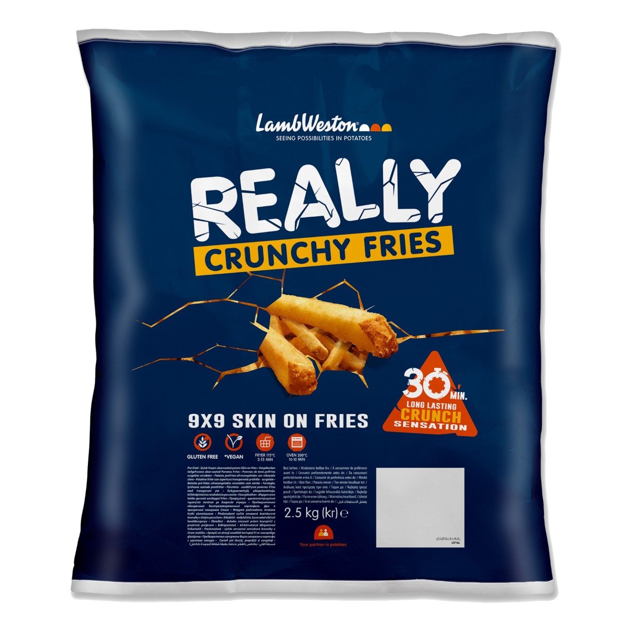 Really Crunchy fries 9x9 skin on