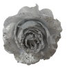 Roos, polyesterester, glitter zilver, 14 cm