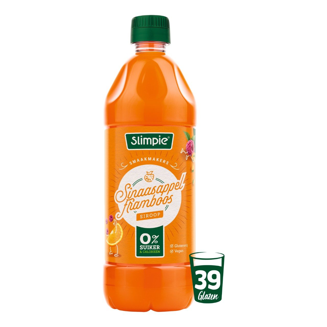 Siroop sinaasappel framboos 0%