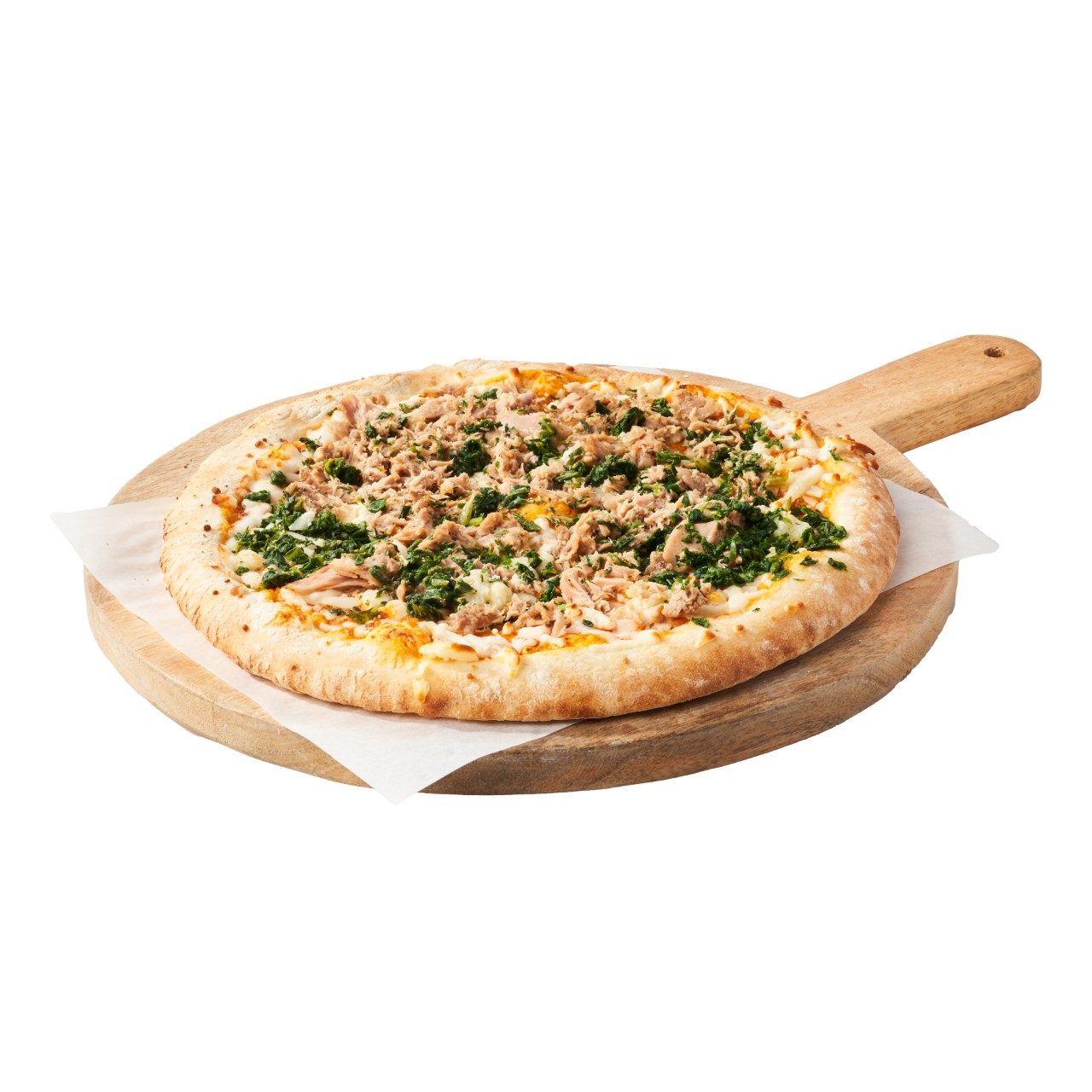 Authentieke italiaanse pizza tonijn  spinazie 29cm